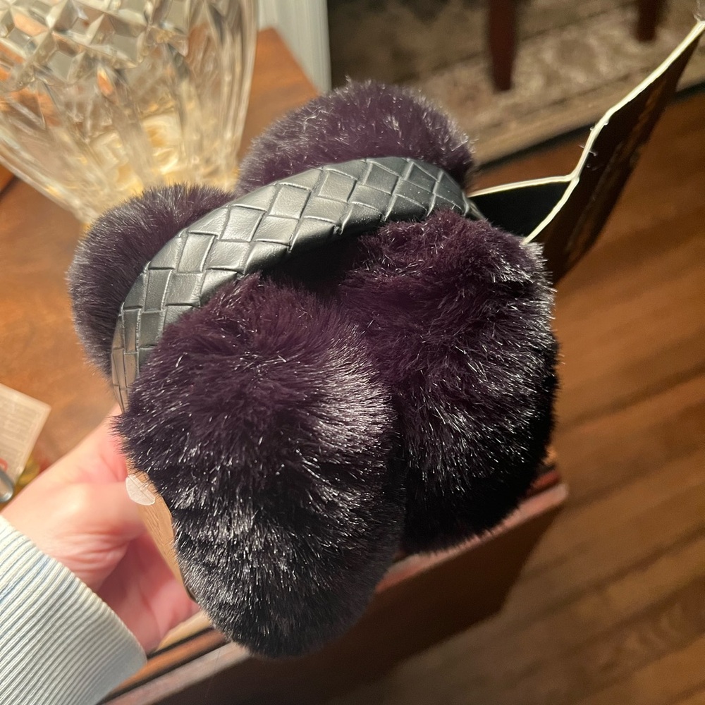 steve madden black skylie faux fur earmuffs NWT